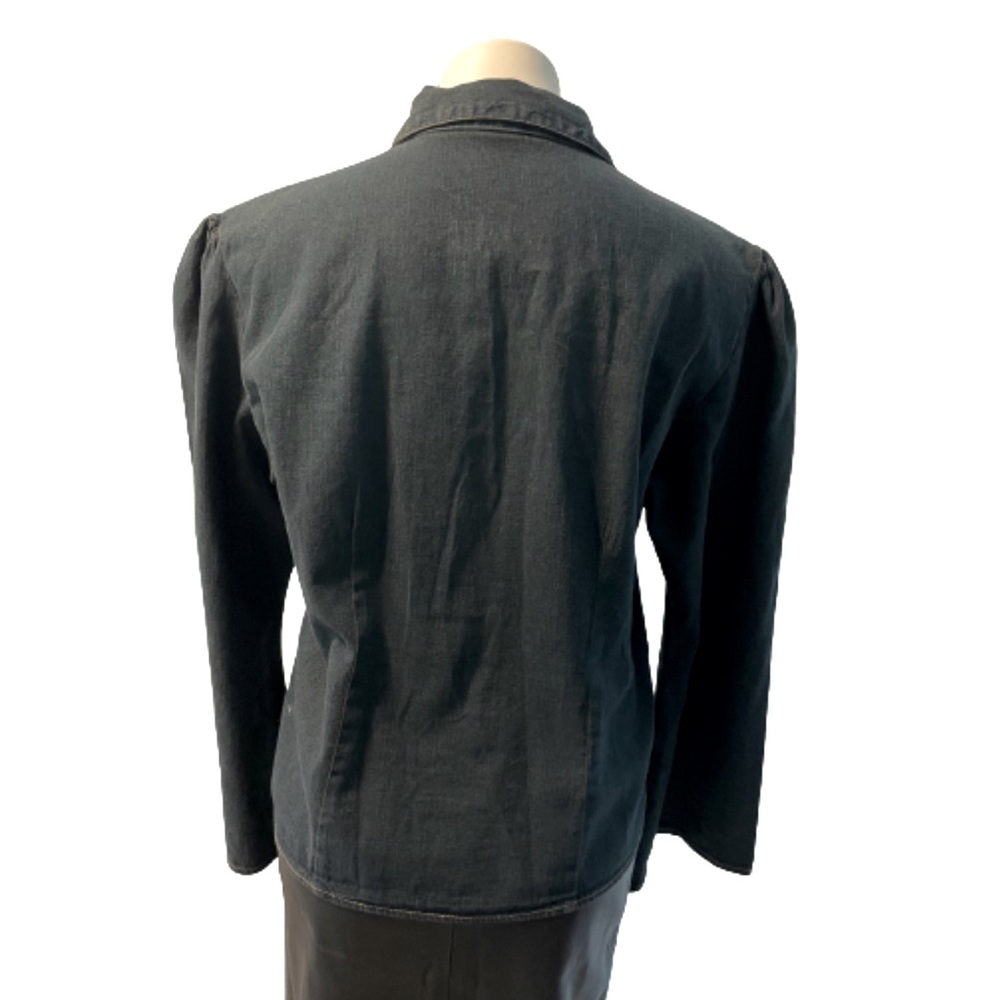 Billblass Vintage Inspired 1970’s Denim Lace Bell Sleeve Leather Tie Shirt - Picture 2 of 6